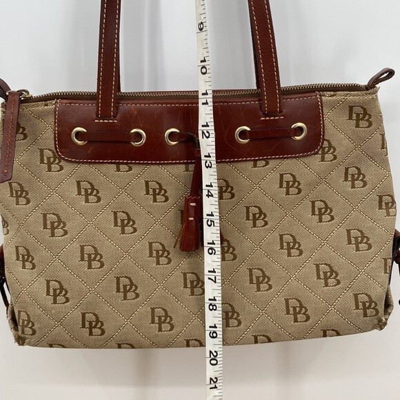 Dooney & Bourke Womens Signature Print Tote Shoulder Bag Tan Brown Large - Picture 14 of 14